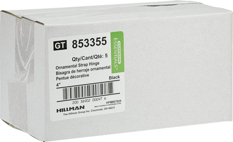 HARDWARE ESSENTIALS Hillman 853355 Hardware Essentials 852346 Antique Brass Spring Door Stops 2 Pack Ornamental Strap Hinge, Black, 2 Pieces - Image 4